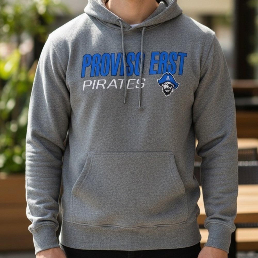 Proviso East Pirates Gray Hoodie Sweatshirt Pullover Men's‎ Size S Athletic